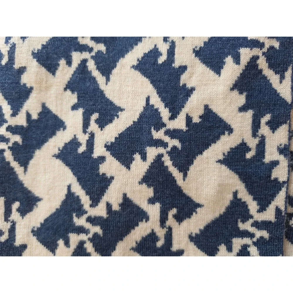 Juicy Couture Y2K Funky Cozy Warm 100% Wool Dog Pattern Cream Red Blue Scarf
